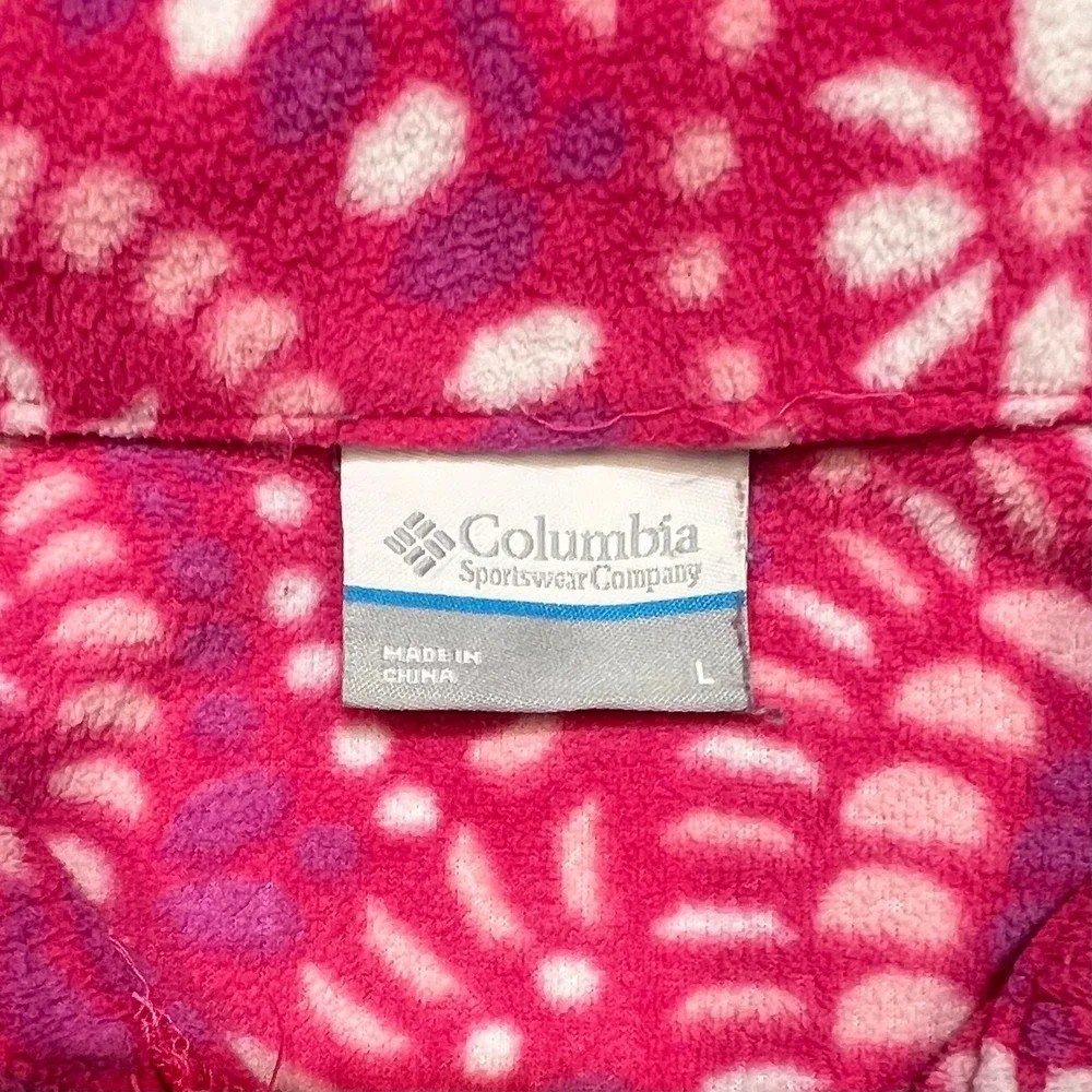 Columbia Fleece Jacket Kids Youth L Pink Excellent Full Zip Mandala Pattern